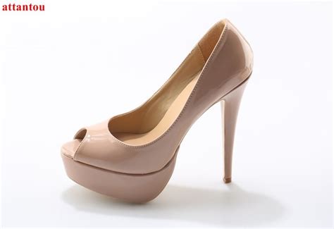 hot fashion peep toe nude color high heels woman dress