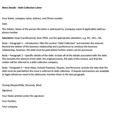 debt collection letter template   ms word