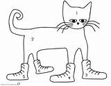 Cat Color Pete Pages Numbers Coloring Printable Kids sketch template