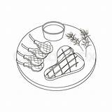 Coloring Meat Pages Steak Colourbox Vector Stock sketch template