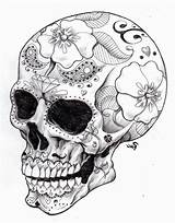 Skull Coloring Pages Sugar Skulls Printable Dead Tattoo Hard Drawing Adults Adult Real Realistic Precision Print Side Drawings Cool Color sketch template