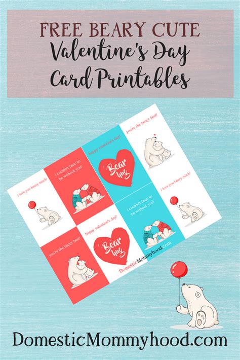 beary cute  valentines day printable cards domestic mommyhood