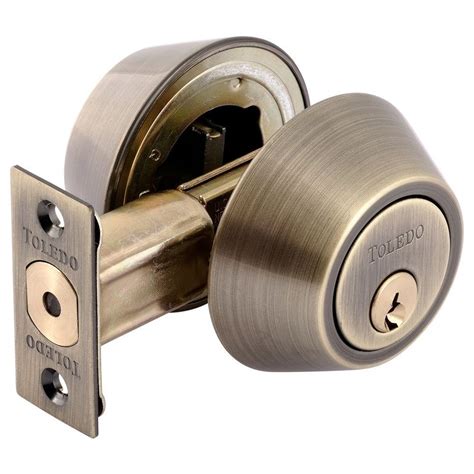 toledo fine locks double cylinder antique brass deadbolt cvus  home depot
