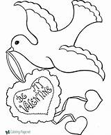 Coloring Valentines Valentine Pages Printable Dove Happy Hearts Cute Sheets Kids Color Heart Sheet Printing Print Birds Cards Help Library sketch template