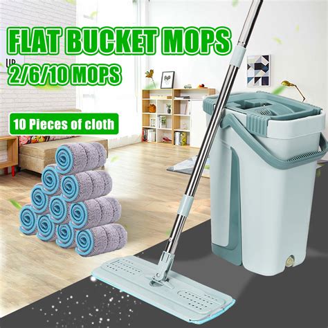 flat mop  bucket system easy  wringing flipping flat mop easy