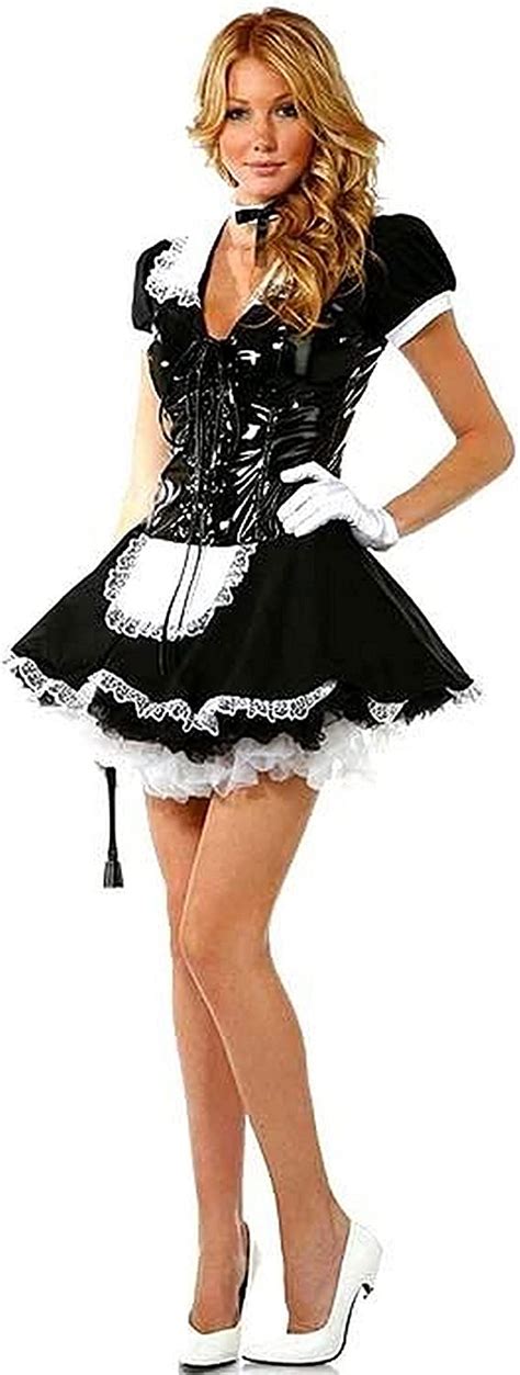 Forever Young Ladies Flirty French Maid Uniform Fancy Dress Costume
