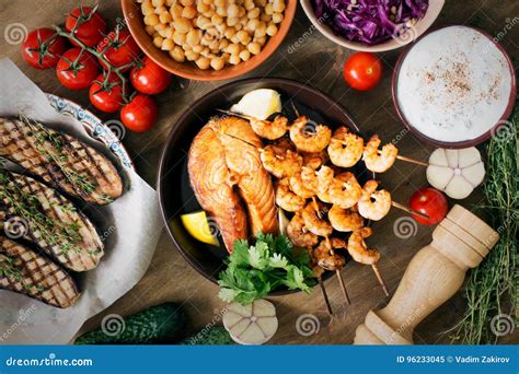 prepared seafood  ingredients  eating stock image image