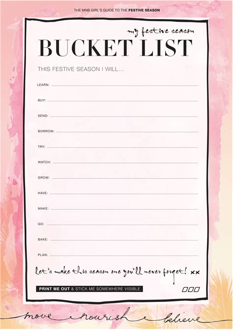 bucket list printable template printable templates