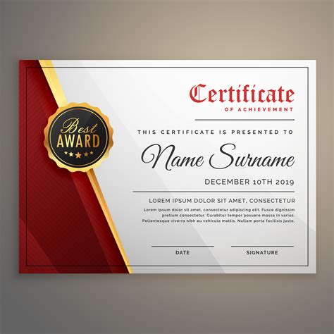 beautiful certificate template design   award symbol   vector art stock