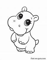 Coloring Pages Hippo Baby Printable Print Animal sketch template