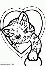 Coloring Heart Pages Printable Cat Valentine Hearts Library Clipart Kids Adults sketch template