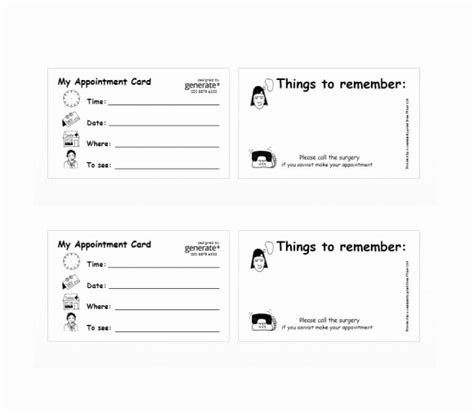 printable appointment reminder cards template  printable templates