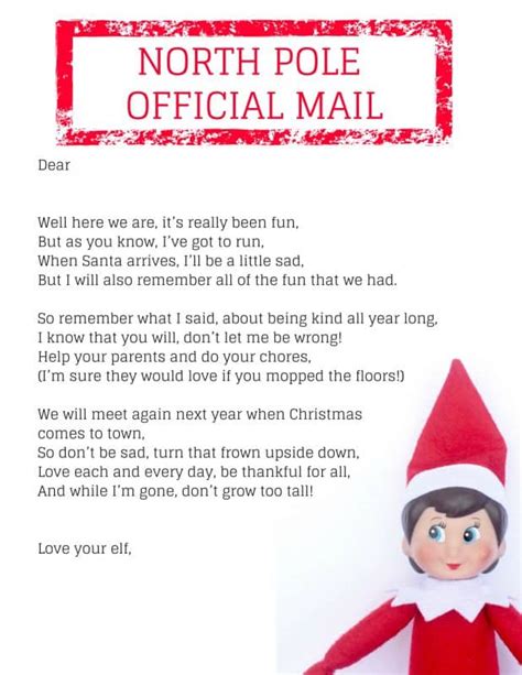 printable goodbye letter  elf   shelf printable templates