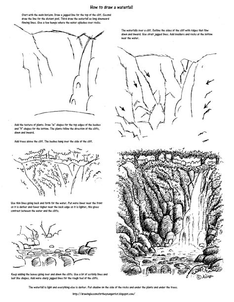 draw worksheets   young artist   draw  waterfall