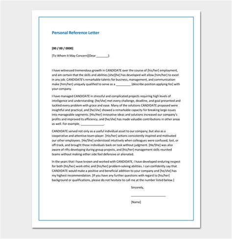academic recommendation letter  samples printable formats