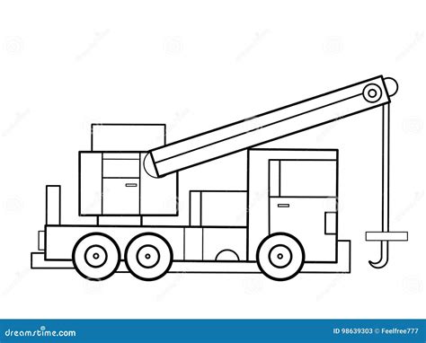 crane truck kids educational coloring pages stock illustration
