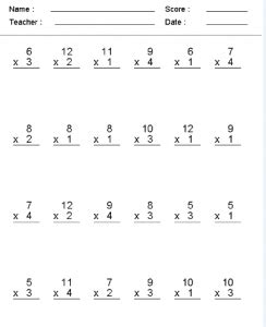multiplication table worksheet printable  kids