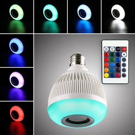 wireless bluetooth speaker rgb color led light bulb remote control led lamp built  speaker