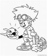 Digimon Coloring4free Kamiya Taichi Agumon sketch template