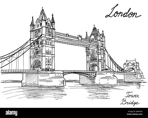 tower bridge london england uk europe hand drawing  fashion