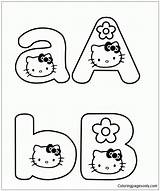 Kitty Hello Pages Alphabet Coloring Color sketch template