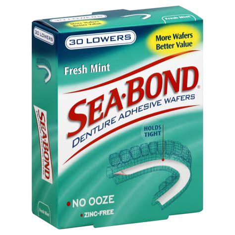 sea bond denture adhesive wafers lowers fresh mint  oz