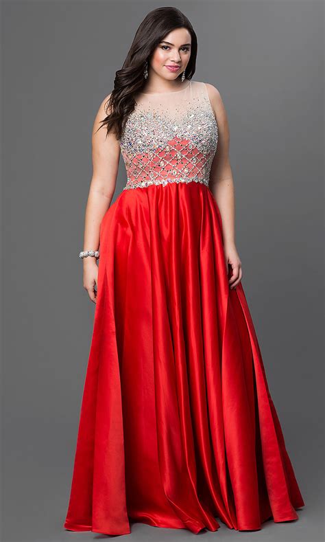 Satin Floor Length Red Plus Size Dress