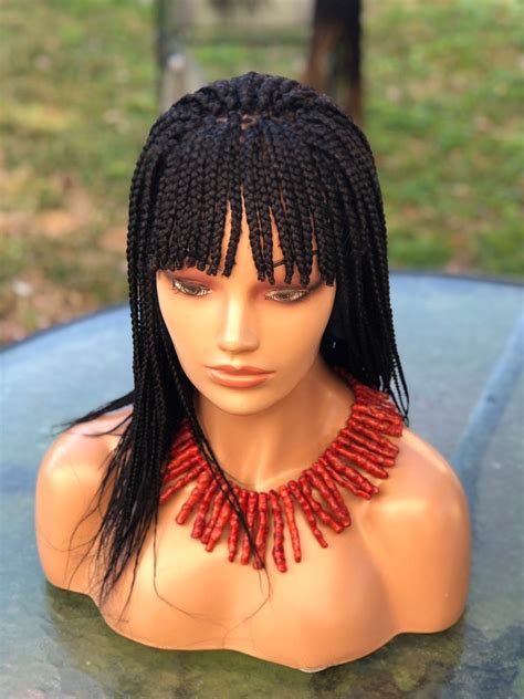 braided bang wig   picturedinches long wigs  etsy