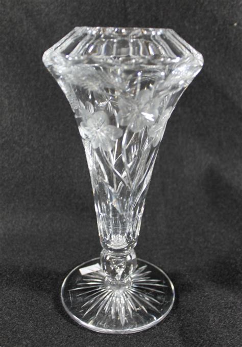 Bargain John S Antiques Antique Cut Glass Vase Signed Libbey