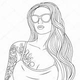 Coloring Pages Girl Beautiful Stock Depositphotos sketch template