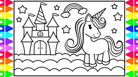 draw  unicorn castle  kids unicorn castle drawing