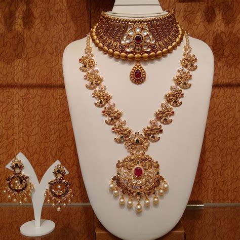 traditional gold jewelry set designs  marriage south india jewels