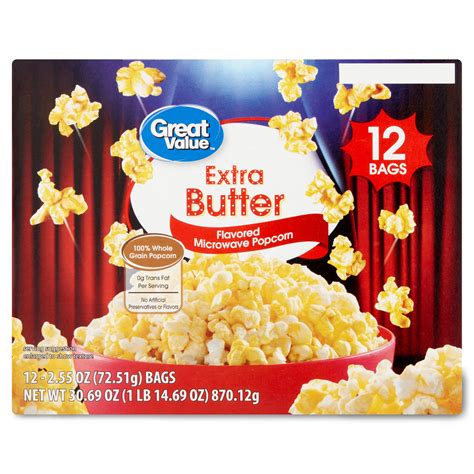 buy great  extra butter flavored microwave popcorn  oz  count   lowest