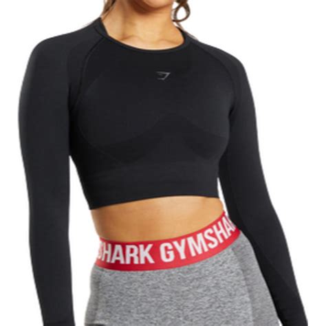 gymshark flex sports long sleeve crop top black pris