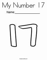 17 Number Coloring Seventeen Writing Practice Word Outline Color Envelopes Many Print Tracing Twistynoodle Ll Noodle Change Template sketch template