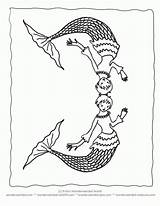 Merman Coloring Pages Popular Library Clipart Line sketch template