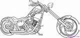 Motorcycle Drawing Chopper Draw Coloring Pages Step Motorbike Motorcycles Drawings Outline Harley Davidson Motorbikes Sketch Bike Great Fink Rat Easy sketch template