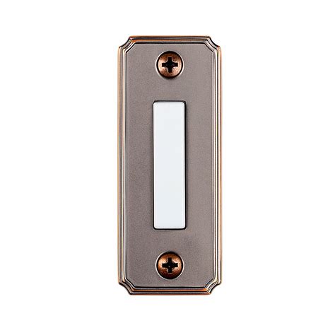 hampton bay wired lighted rectangular door bell push button  mediterranean bronze  home