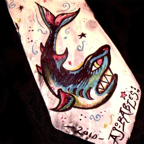 Old School Tattoo Flash Shark Necktie Retro Sailor Jerry Style By
