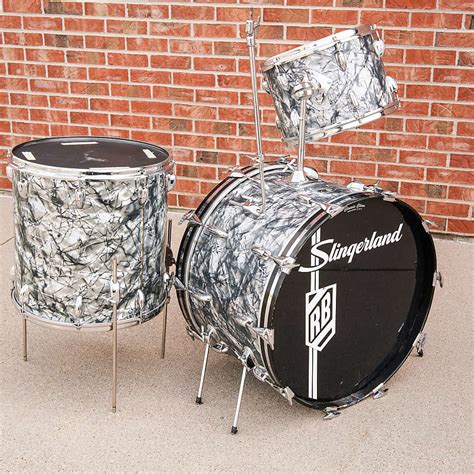 Vintage 70s Slingerland 3 Piece Drum Set In Black Diamond Reverb