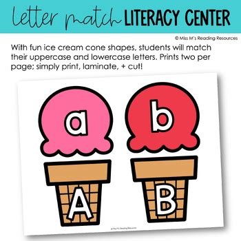 letter match ice cream cone game   ms reading resources tpt