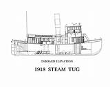 Steam Tug Drawing Tugboats Coloring Books Boats 1918 Inboard Draw sketch template
