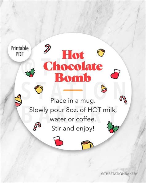 printable hot chocolate bomb tags printable templates