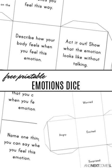printable emotions dice game     hyperlexia resources