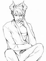 Demon Boy Lineart Anime Deviantart Male Outline Template Body Coloring Sketch Group sketch template