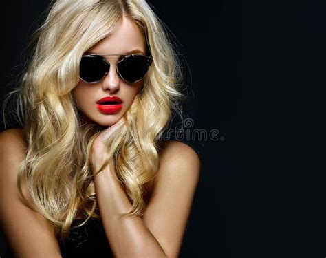 Beautiful Cute Blonde Woman Girl In Sunglasses Stock Image Image Of