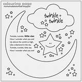 Twinkle Star Little Colouring Pages Nursery Rhymes Song Coloring Rhyme Preschool Book Stars Kids Lyrics Baby Shower Made Mama Baba sketch template