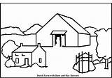Farm Coloring Barn Drawing House Pages Bale Scene Hay Printable Background Line Draw Farming Scenes Buildings Getdrawings Color Animals Red sketch template
