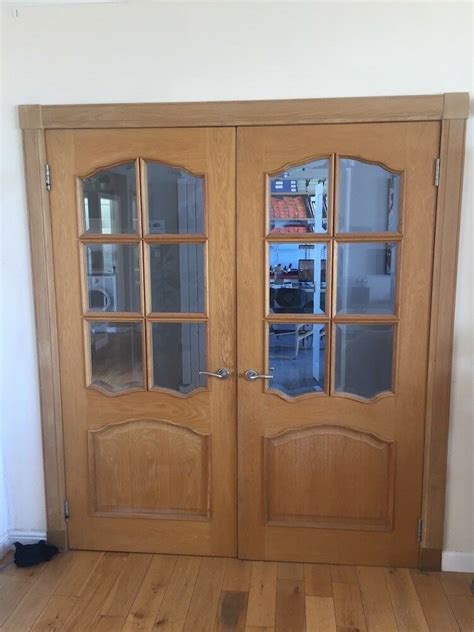 Pair Of Hardwood Interior Doors With Glass Panels In Ayr