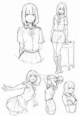 Anime School Uniform Drawing Girl Getdrawings High sketch template